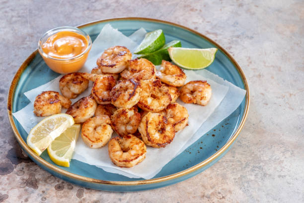 istock Prawns Shrimps roasted with lemon and garlic 1400082259