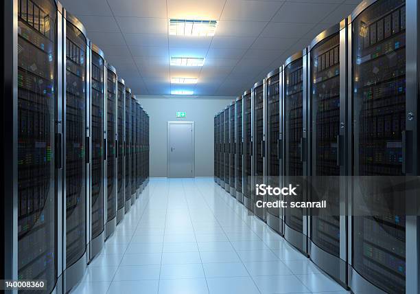 Server Room Interior Stock Photo - Download Image Now - Black Color, Bunch, Business