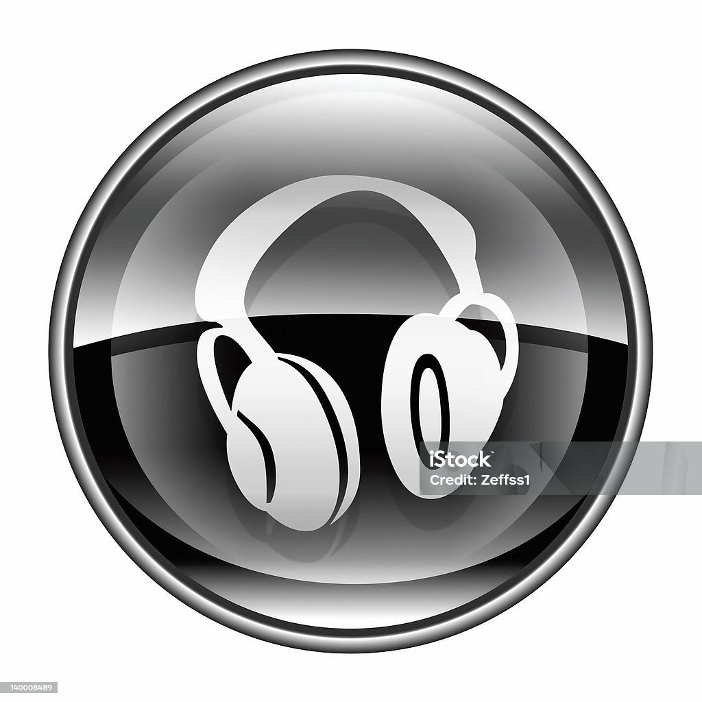 Kopfhörer-Symbol schwarz, isoliert auf weißem Hintergrund. - Lizenzfrei Audiozubehör Stock-Illustration