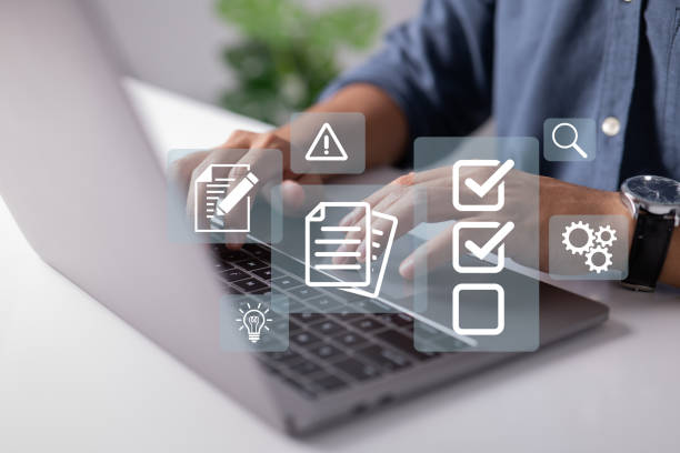 istock Concept of standard quality control and certification, checkbox icon of guarantee. 1400087227