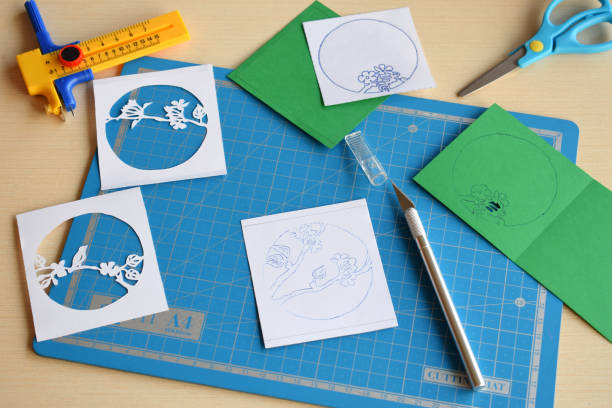 istock Making  tunnelbook. 3D greeting card 