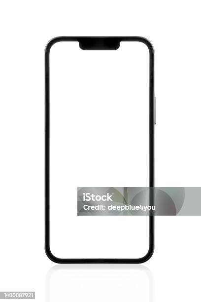 Realistic Mobile Phone Mockup Template Stock Photo - Download Image Now - Brand Name Smart Phone, Template, White Background