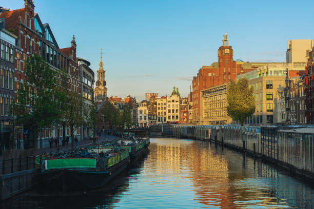 istock Canal in Amsterdam at sunset 1400090243