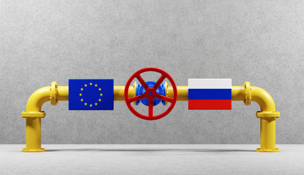 istock Gas transmission between Russia and EU. Valve on pipeline 1400092316