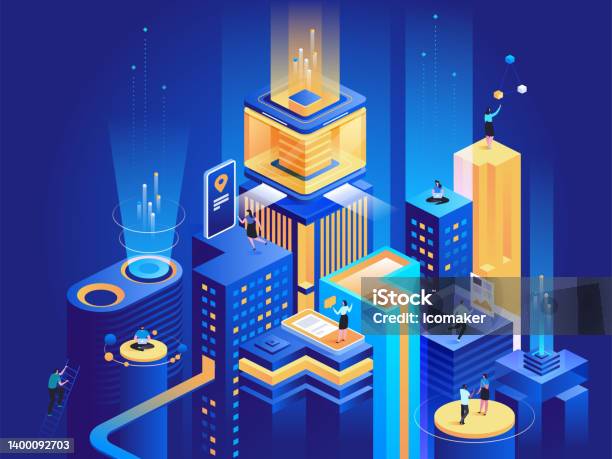 Smart Platform Vector Smart Business Platform Isometric Illustration Stock Illustration ...