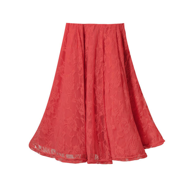 istock Red summer lace skirt isolated on white background 1400096549