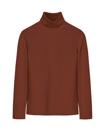 Brown turtleneck sweater isolated white