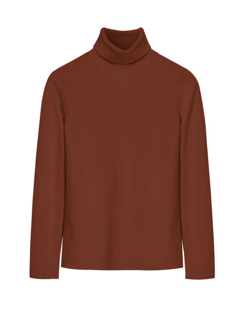 Brown turtleneck sweater isolated white Brown turtleneck sweater isolated white high collar stock pictures, royalty-free photos & images