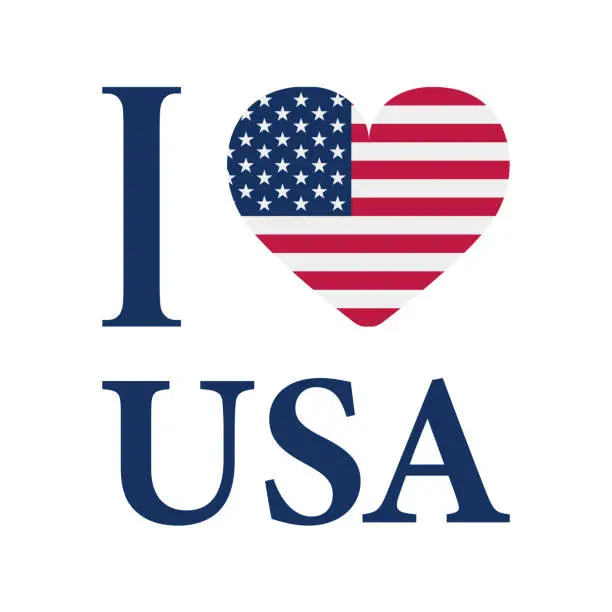 Vector illustration of I love USA, flag of the united states of America - Vector