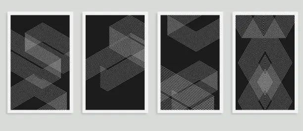 Vector illustration of Vector minimalism line style geometric grids pattern,Design Element,Abstract Backgrounds