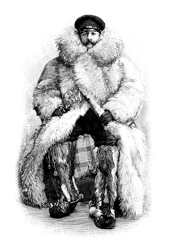Antique illustration: Driver with winter fur