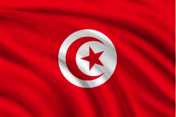 Vector illustration of Flag of Tunisia