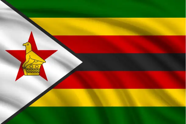 Vector illustration of Flag of Zimbabwe
