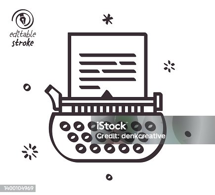 istock Playful Line Illustration for Typewriter Keyboard 1400104969