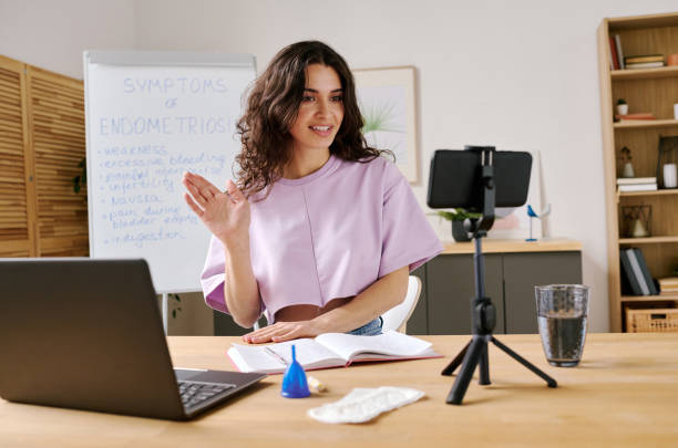 Woman Starting Video For Blog