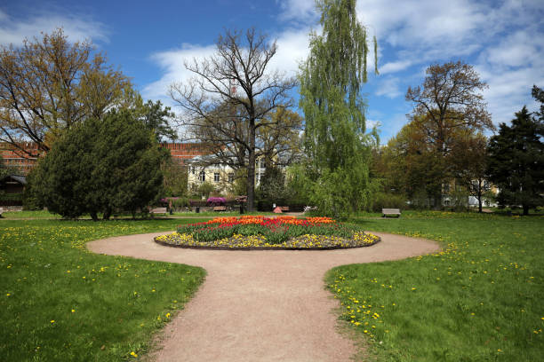 istock spring in the park with beautiful landscaping 1400105094