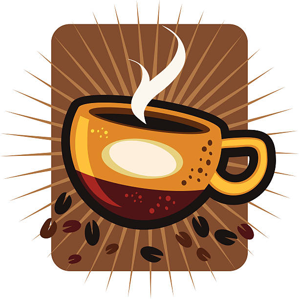 Coffee Cup and Beans vector art illustration