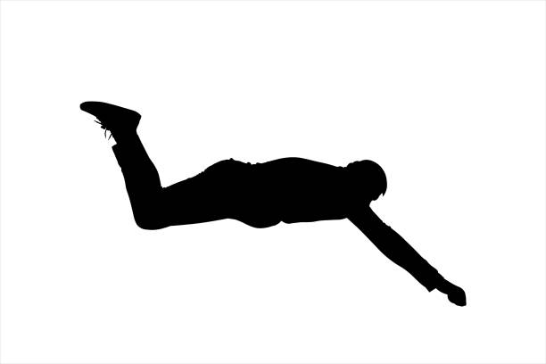 избавитель. спасательная операция. человек, лежащий на животе, вытягивается вперед. парашютист. парень в кепке, кроссовках и спортивном кос� - sport exercising silhouette chin ups stock illustrations