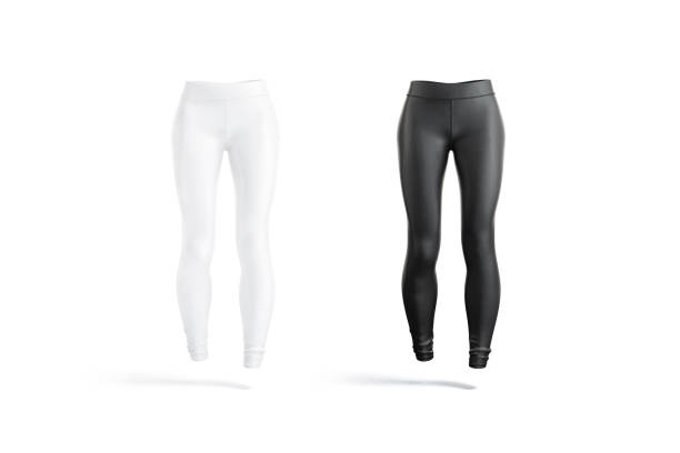 istock Blank black and white women sport leggings mockup, front view 1400106986