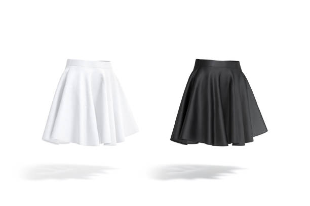 istock Blank black and white women mini skirt mockup, side view 1400107660