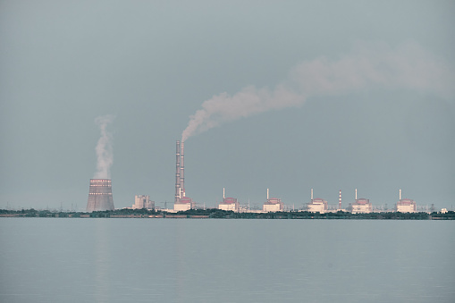 Enerhodar, Zapororiz'ka oblast,  Ukraine - 08-03-2021: Nuclear Power Plant. Ecology.