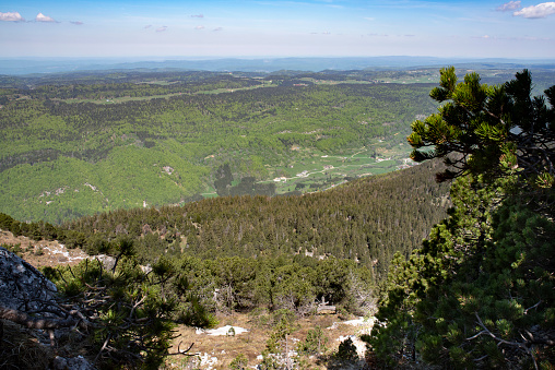 Landscape at the top of the Crêt de la neige in the Jura mountains in France