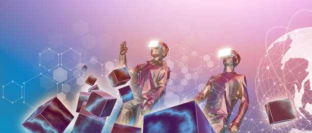 istock Experiences Metaverse digital world and blockchain for cyberspace technology Concept. Innovation of cyber Space, world, e-sport game-3d Rendering 1400108188