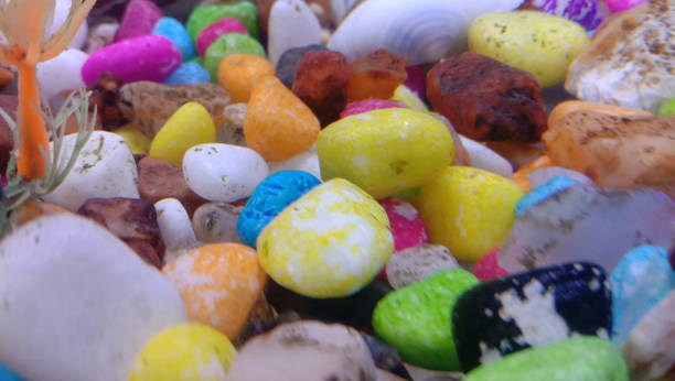 Close up black pebble beach