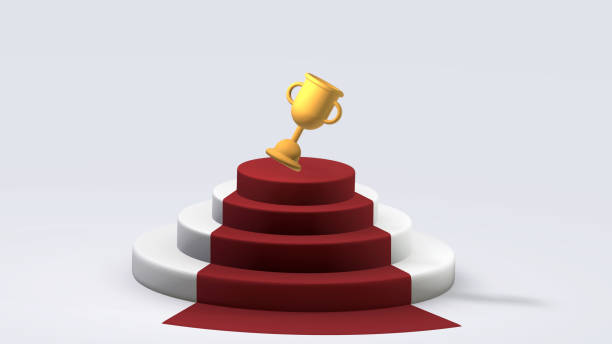 istock 3d rendering of stage with red carpet and trophy 1400112096