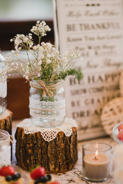 istock Candy bar with tasty desserts and appetizers at the wedding reception. 1400116519