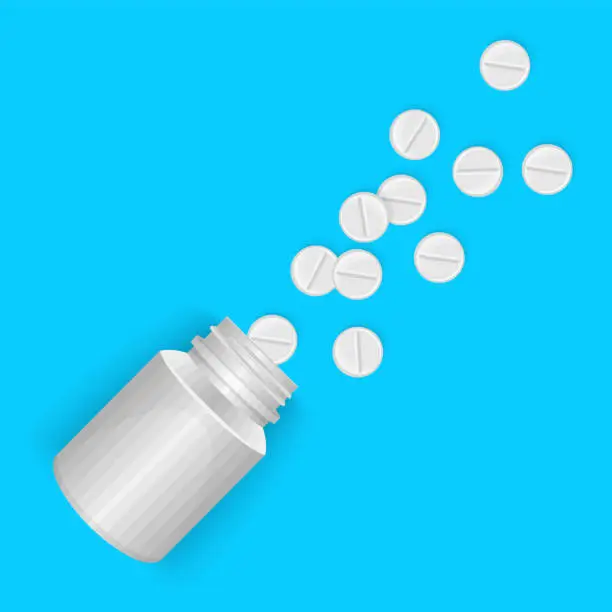 Vector illustration of Medicine Pills and white Bottle vector format