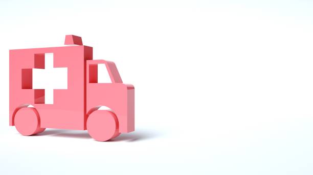 istock Red Cartoon Ambulance Car - 3D Illustration 1400121789