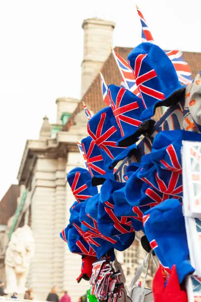 Photo of Souvenir stall with Unoin Jack hats London UK