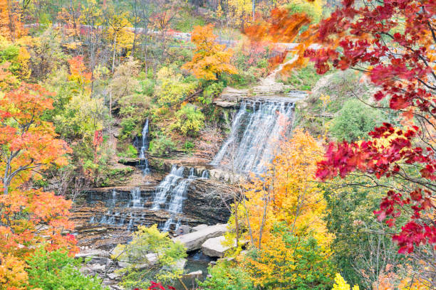 Albion Falls waterfall during autumn in Hamilton Ontario Canada