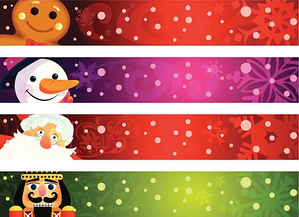 Vector illustration of Christmas characters banners