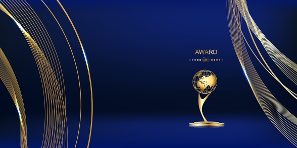 Royal Blue Golden Awards Graphics Background Lines Polygon Triangle Celebration Entertainment Light Stripe Template Frame Line Luxury Premium Corporate Abstract Design Template Banner Certificate