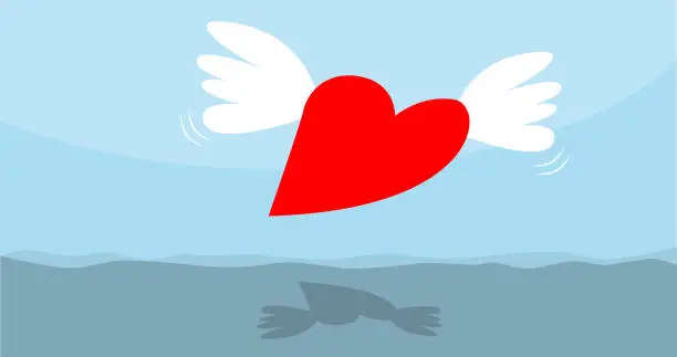Vector illustration of Love flying away