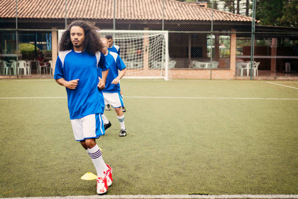 istock Soccer team warming up before the game 1400133119