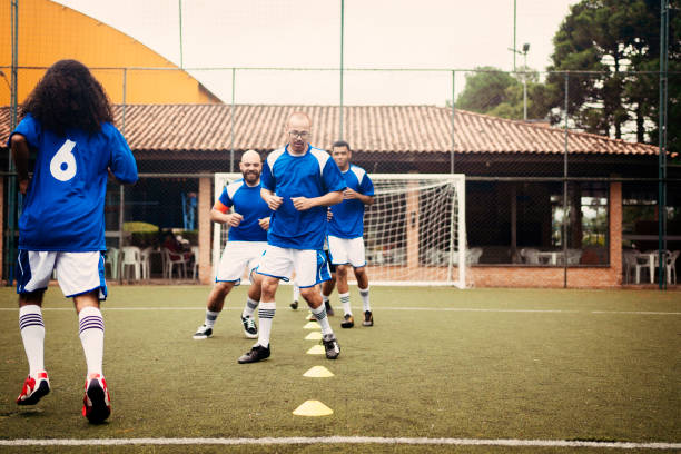 istock Soccer team warming up before the game 1400133121