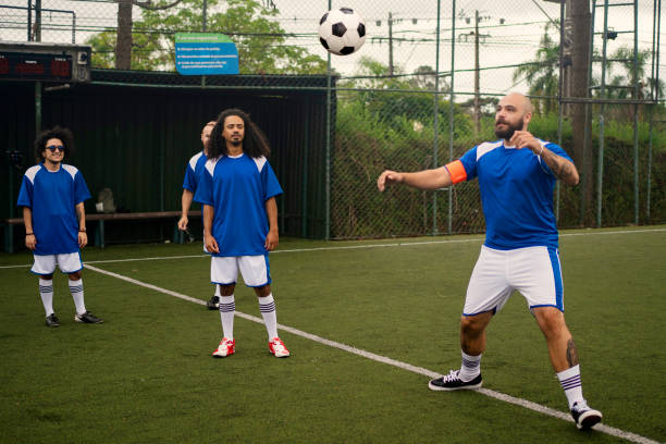 istock Soccer team warming up before the game 1400133127