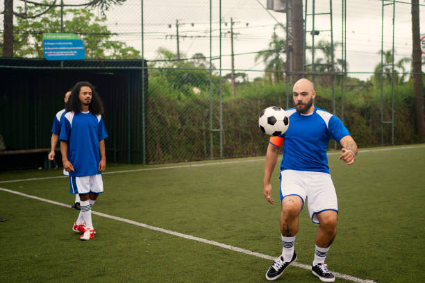 istock Soccer team warming up before the game 1400133131