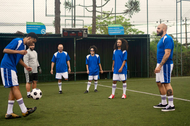 istock Soccer team warming up before the game 1400133134