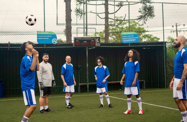 istock Soccer team warming up before the game 1400133135