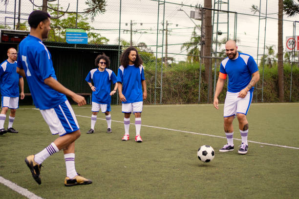 istock Soccer team warming up before the game 1400133143