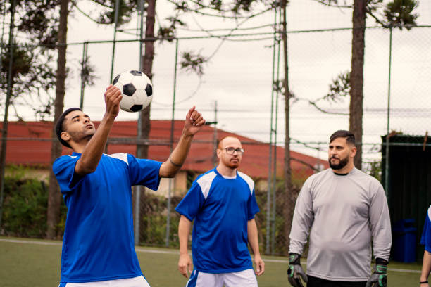istock Soccer team warming up before the game 1400133149