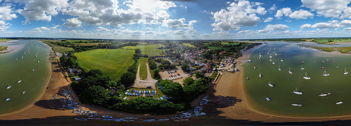 A 360 degree aerial photo of the village of Waldringfield in Suffolk, UK