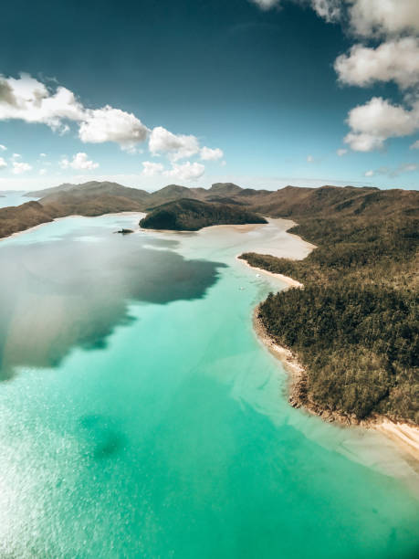aerial view of whitsunday island stock photo