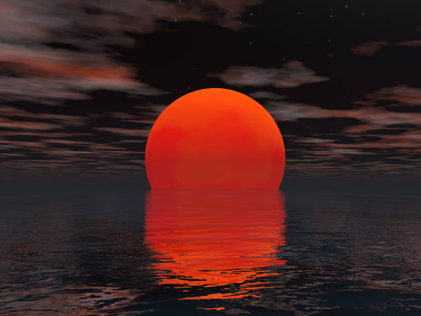 istock Colorful sunset over the quiet ocean - 3D render 1400136573