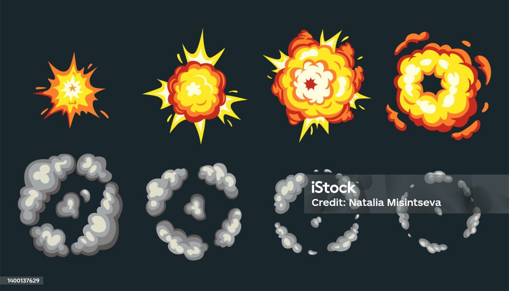 Cartoon Explosion Animation Kit Bomb Explosion Effect For Mobile Game Fire  Blast Template Vector Illustration Stock Illustration - Download Image Now  - iStock