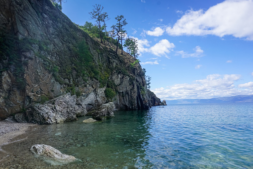 The beautiful coastline of Olkhon Island on Lake Baikal